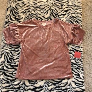 Mossimo Supply Co. Velvet Pink Ruffled Sleeve Top